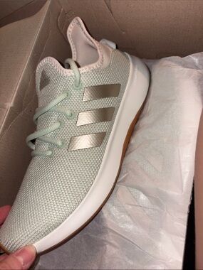 adidas Women's Mint Knit Sneaker with Metallic Stripes